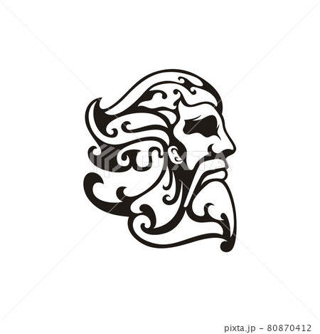 Greek god Zeus. Ancient Greek God Sculpture Philosopher. Face Zeus Triton Neptune logo design 80870412