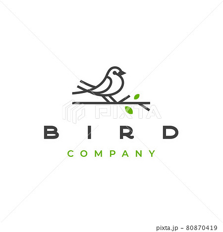 Minimalist Line Outline Monoline Art Bird Logo のイラスト素材