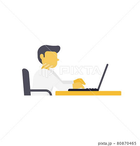 パソコンを使ったデスクワークのイラスト 横顔 のイラスト素材 パソコンを使ったデスクワークのイラスト 横顔 のイラスト素材