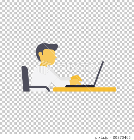 Illustration of desk work using a personal... - Stock Illustration ...