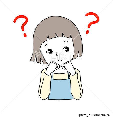 考え事をしている女の子のイラスト素材