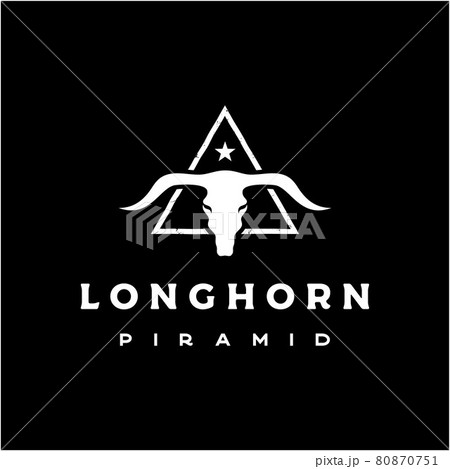 Vintage Retro Texas Longhorn Buffalo Bull Cow cattle for Western Farm Ranch Country logo design 80870751