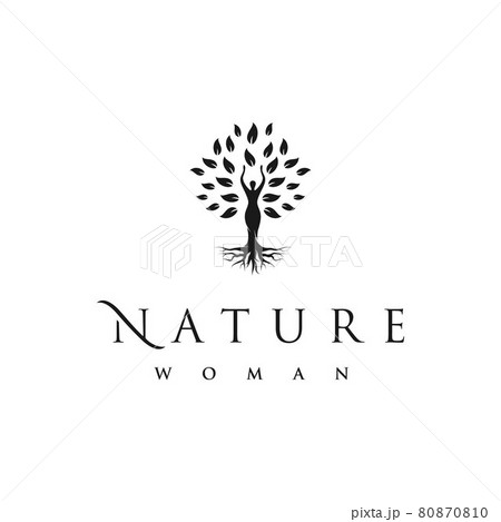 Tree with Body Women Logo Design Template 80870810