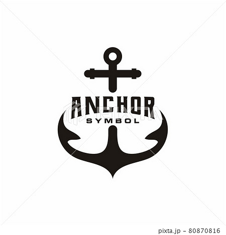 Simple silhouette anchor logo design for boat ship navy nautical transport, with vintage retro style 80870816