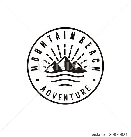 Mountain logo, Sun and Sea for Hipster Adventure Traveling Emblem Logo design 80870821