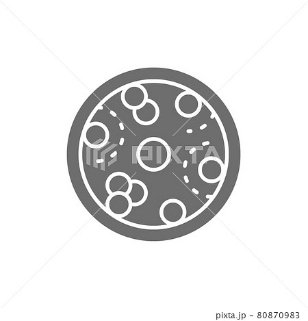 Leukemia, blood cells with cancer virus, oncology grey icon. Leukemia, blood cells with cancer virus, oncology grey icon. 80870983