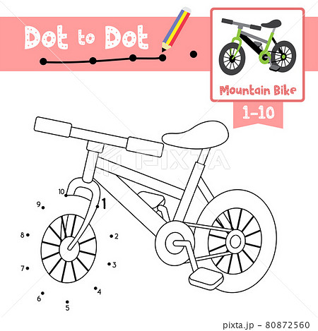 Dot to dot educational game and Coloring book Mountain Bike cartoon character perspective view vector illustration Dot to dot educational game and Coloring book Mountain Bike cartoon character perspective view vector illustration 80872560