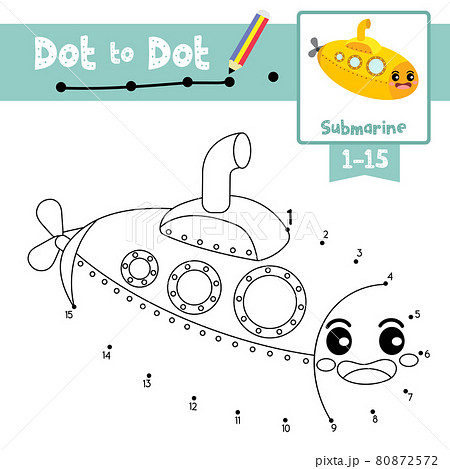Dot to dot educational game and Coloring book Submarine cartoon character perspective view vector illustration Dot to dot educational game and Coloring book Submarine cartoon character perspective view vector illustration 80872572
