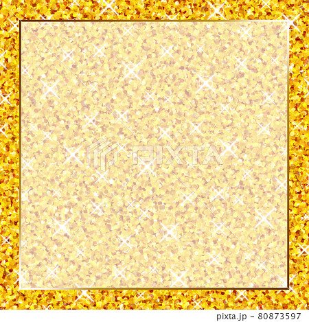 グリッターの背景 正方形 ゴールド枠のイラスト素材