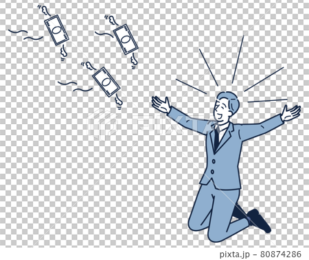 Isometric of a man in a suit who is happy to have more money Isometric of a man in a suit who is happy to have more money 80874286