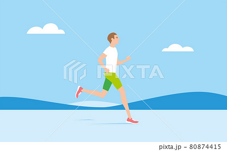 イラスト素材　ランニング・ジョギングをする男性 80874415
