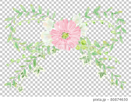 ガーベラと葉っぱのリボン 80874630