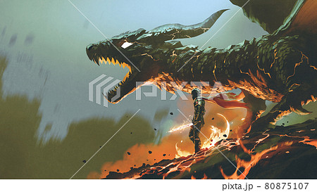 the knight with the fire dragon 80875107