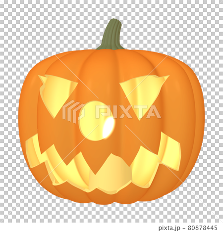 ハロウィンのイラスト素材　カボチャのお化け（E_1） 発光 80878445