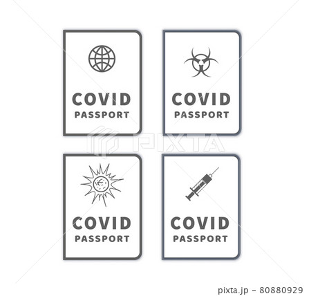 Set of different COVID-19 vaccination passports simple icons on white 80880929