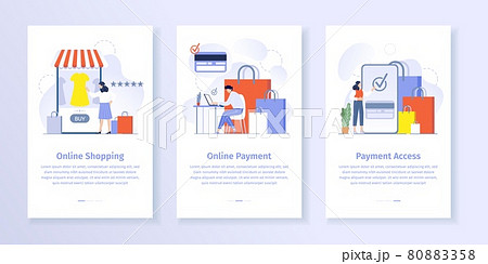 Online shopping payment. Woman choosing dress in smartphone application. Man making purchases using laptop Online shopping payment. Woman choosing dress in smartphone application. Man making purchases using laptop 80883358