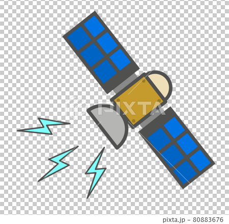 通信電波を送受信している人工衛星のイラスト 80883676