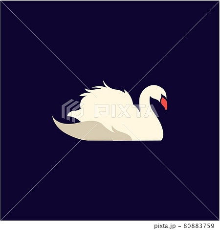 goose / swan silhouette logo design swimming in the lake	 80883759