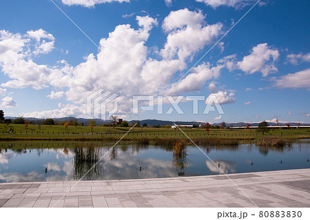 秋の青空を写す水面 秋の青空を写す水面 80883830