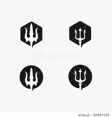 Circular and polygon Trident Neptune God Poseidon Triton King Spear logo design	 80884199