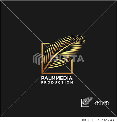 Luxury golden palm leaf logo design 80884203