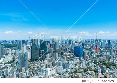 【都市風景】　港区から見た真夏の東京 80884429