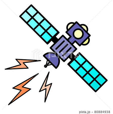 電波を送受信する人工衛星のイラスト 80884938