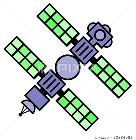 宇宙開発で宇宙空間に浮かぶ宇宙ステーションのイラスト 80884982