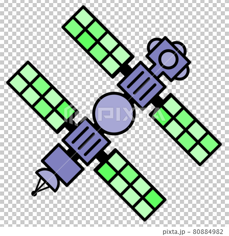 宇宙開発で宇宙空間に浮かぶ宇宙ステーションのイラスト 80884982