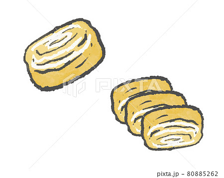 水彩風の卵焼きのイラストのイラスト素材