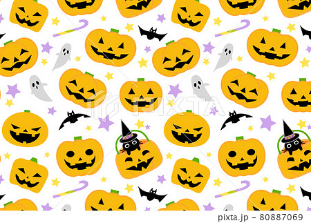 ハロウィンのかぼちゃのシームレスの壁紙のイラストのイラスト素材