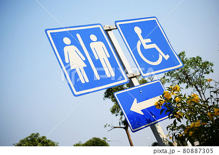 Toilet Signs with a disabled access symbol Toilet Signs with a disabled access symbol 80887305