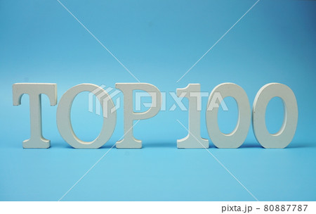 Top 100 word alphabet letters on blue background 80887787