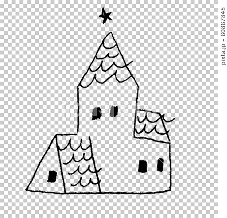 かわいい手描きの城のイラスト かわいい手描きの城のイラスト 80887848