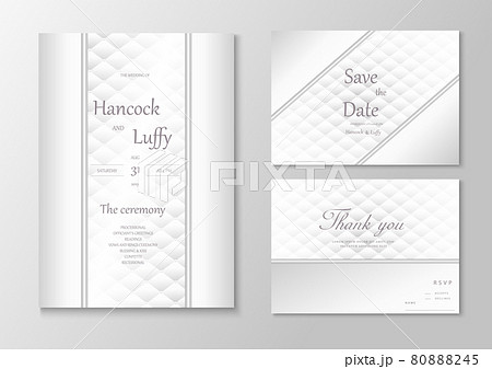 Elegant wedding invitation card template design luxury background with white and gray 80888245