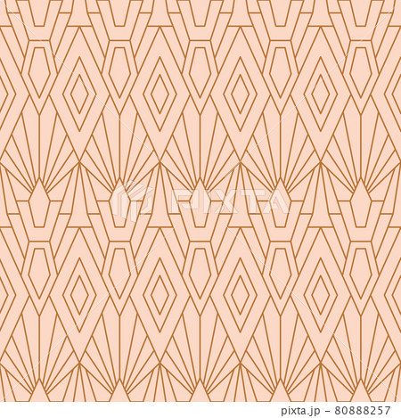 Art Deco Seamless Pattern in a Trendy Minimal Linear Style. Vector Retro Geometric background with Rhombus and Rays Art Deco Seamless Pattern in a Trendy Minimal Linear Style. Vector Retro Geometric background with Rhombus and Rays 80888257