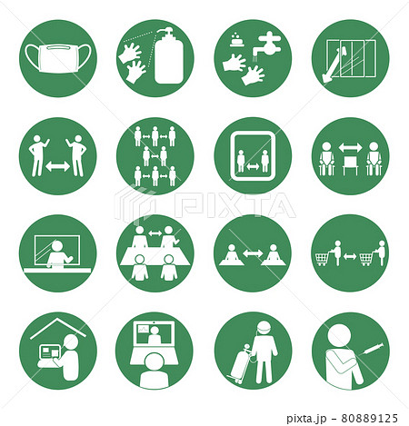 Infection control pictogram Green circle frame 80889125