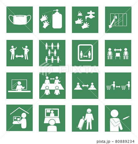 Infection control pictogram Green square frame Infection control pictogram Green square frame 80889234