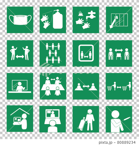 Infection control pictogram Green square frame Infection control pictogram Green square frame 80889234