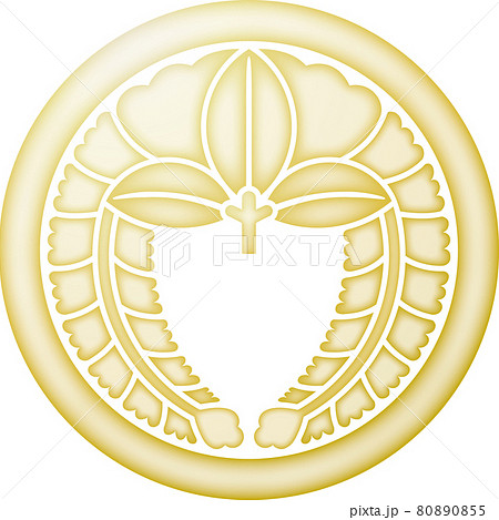 家紋 丸に下り藤【金色】 家紋 丸に下り藤【金色】 80890855