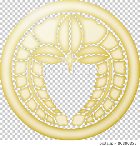 家紋 丸に下り藤【金色】 家紋 丸に下り藤【金色】 80890855