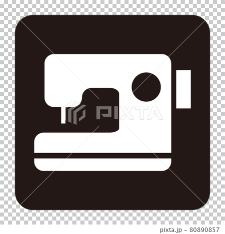 White square icon on a simple sewing machine White square icon on a simple sewing machine 80890857