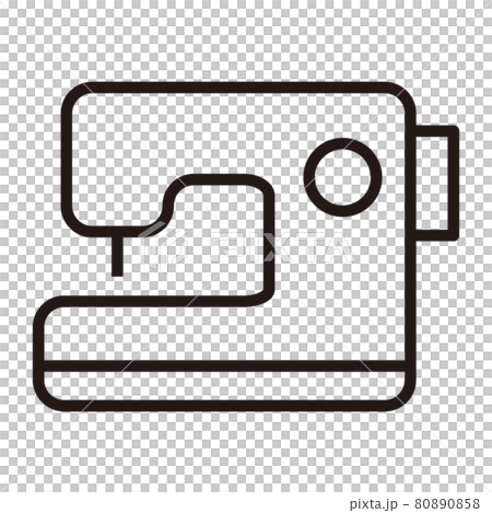 簡單的縫紉機線描圖標/白色背景 80890858