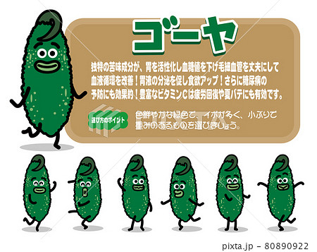 Pop Bitter Gourd Character Vegetable Green Stock Illustration