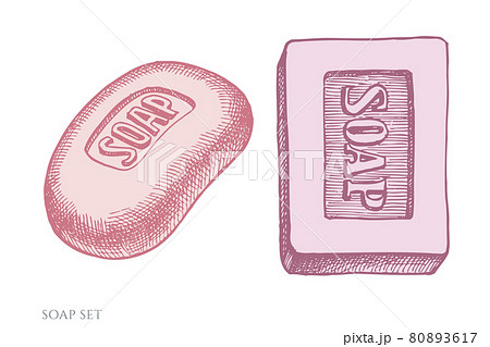 Vector set of hand drawn pastel soap 80893617