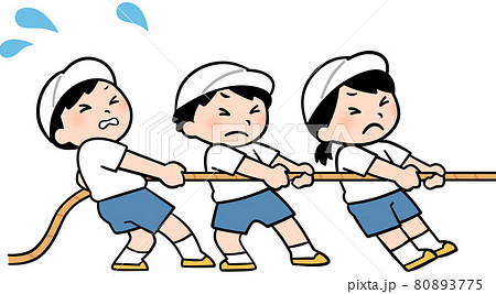 綱引きをする子供たち(白組) 80893775