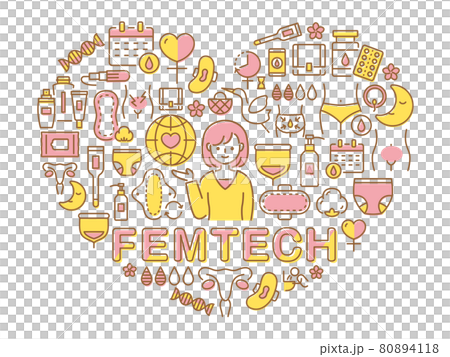 フェムテック ハート型のアイコンセット フェムテック ハート型のアイコンセット 80894118