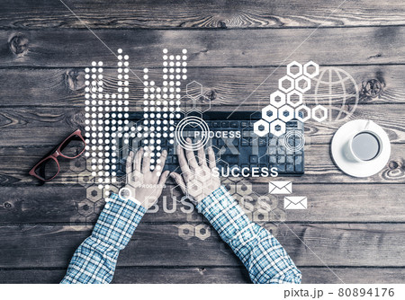 Concept of social communication and networking with media user interface 80894176