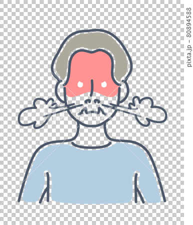 鬼の形相で激怒する男性 アイコン 正面 上半身 80894588