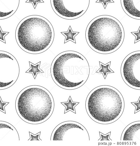 Moon, half moon and star seamless pattern 80895376